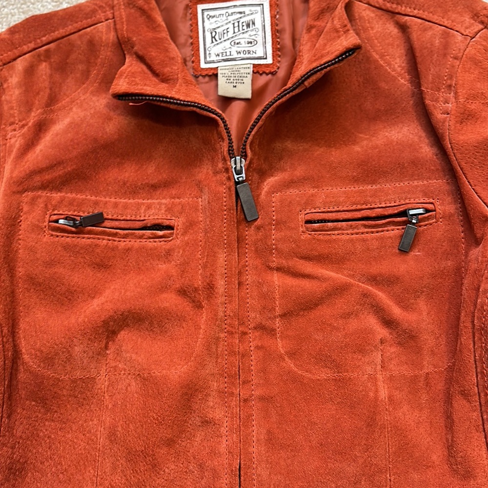 Orange Ruff Hewn Leather jacket Size M - Picture 3 of 5